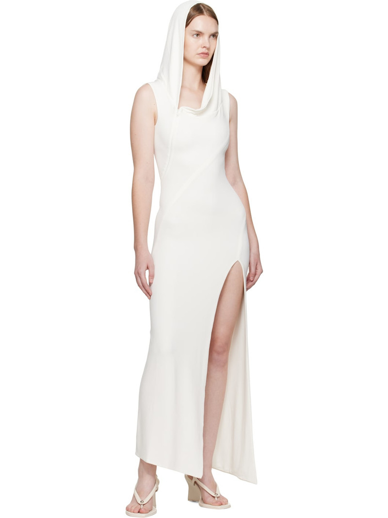 MUGLER White Hooded Sleeveless Maxi Dress outlook