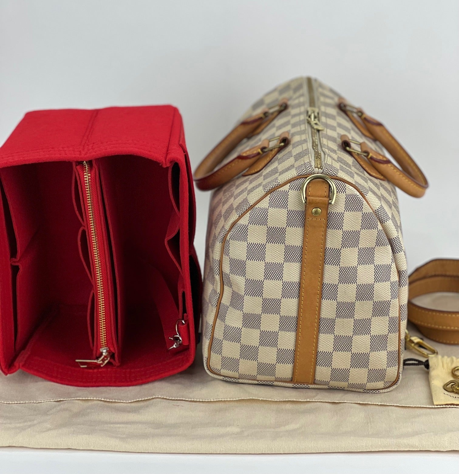 LOUIS VUITTON Speedy Bandouliere 30 Damier Azur Shoulder Hand Bag Added Insert Preowned - 3