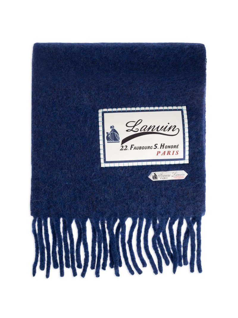 logo-appliqué fringed scarf 1