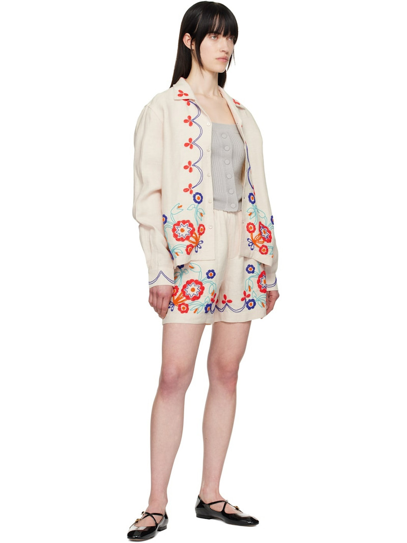 BODE Off-White Beaded Garden Party Shirt outlook