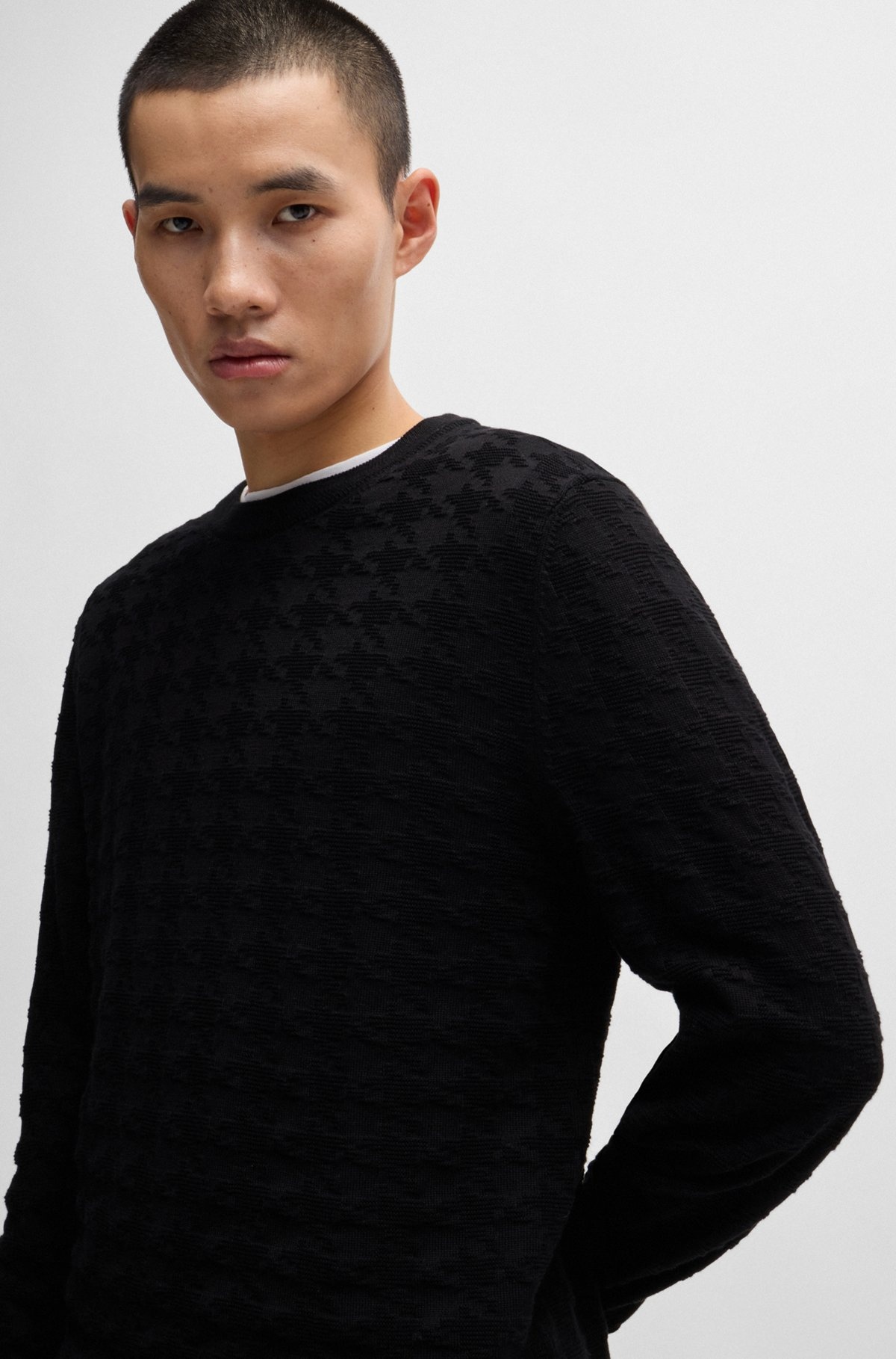 HOUNDSTOOTH CHECK SWEATER IN COTTON - 3