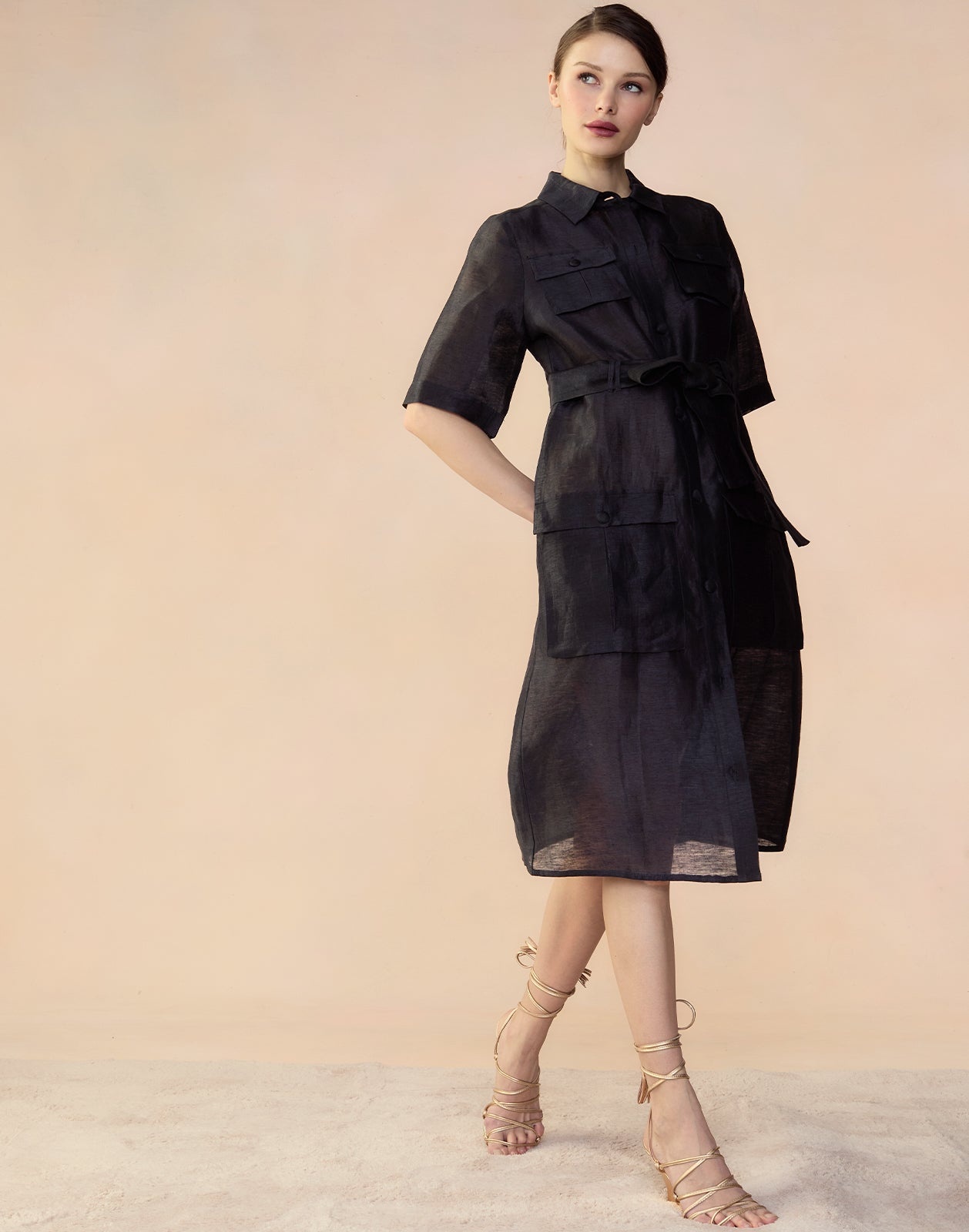 Lisbon Silk Linen Shirt Dress - 2