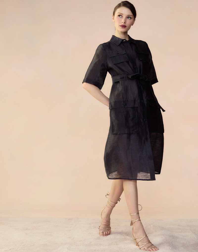 CYNTHIA ROWLEY Lisbon Silk Linen Shirt Dress outlook