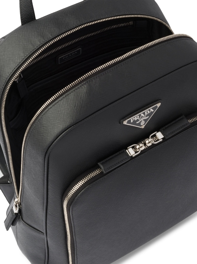 Saffiano-leather triangle-logo backpack - 7
