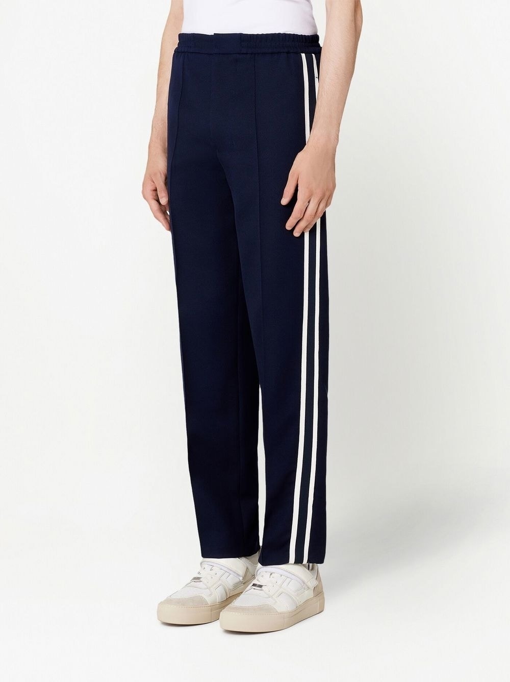 stripe-detail straight-leg trousers - 4