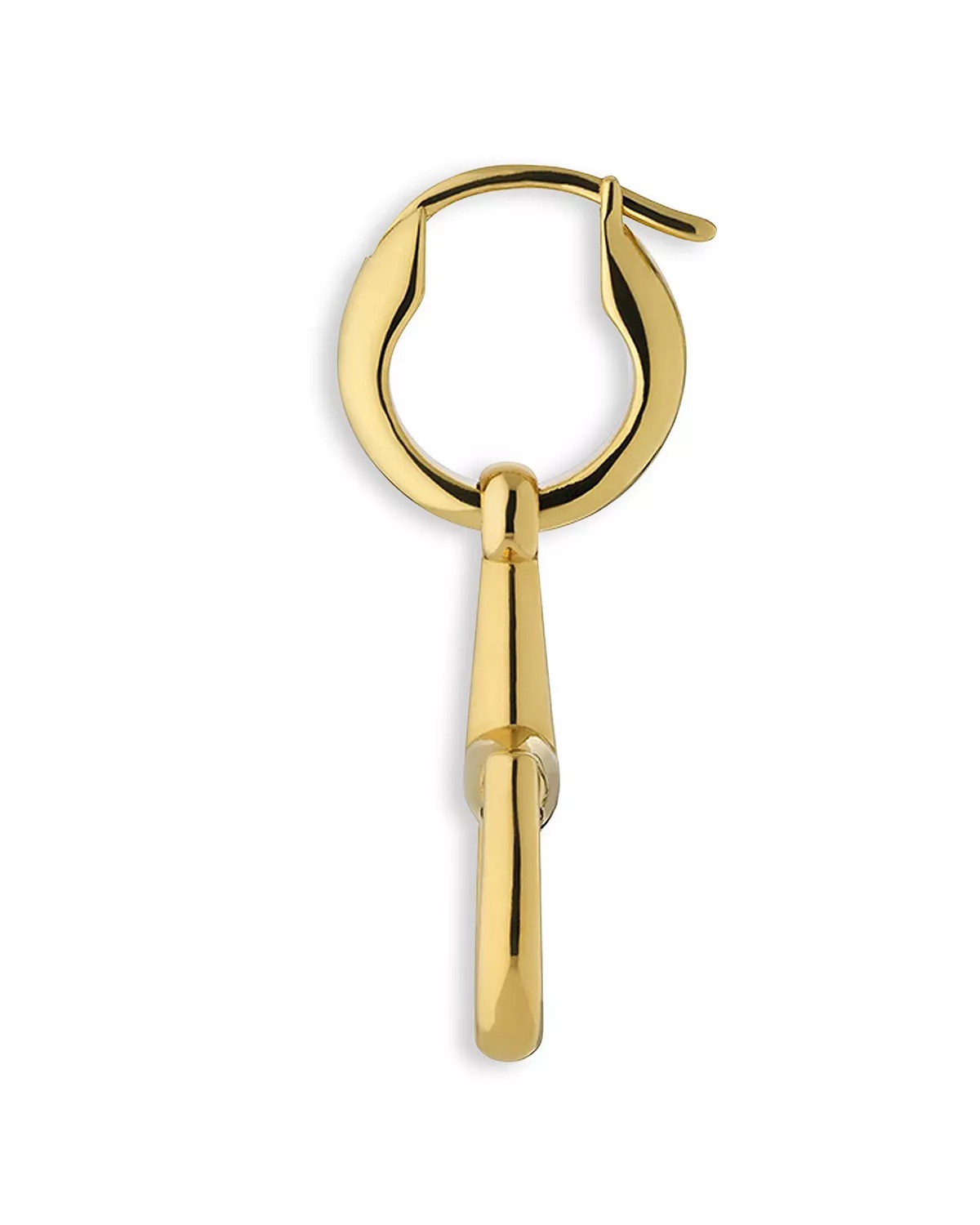 18K Yellow Gold Horsebit Dangle Hoop Drop Earrings - 3