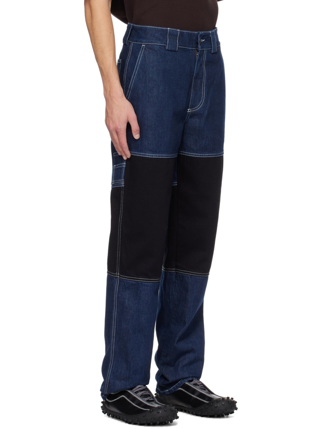 Blue Paneled Jeans - 2