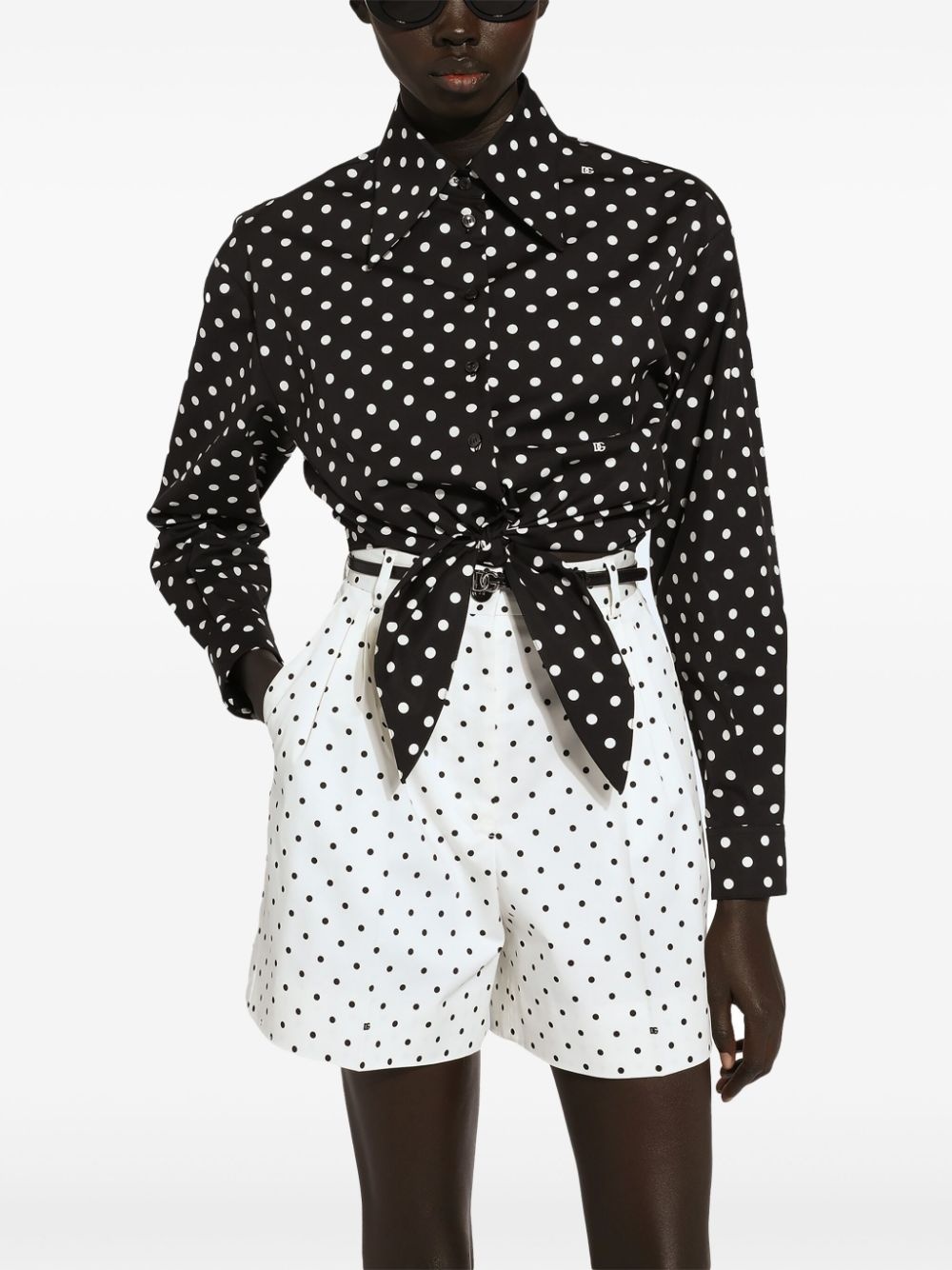 polka-dot cropped shirt - 5