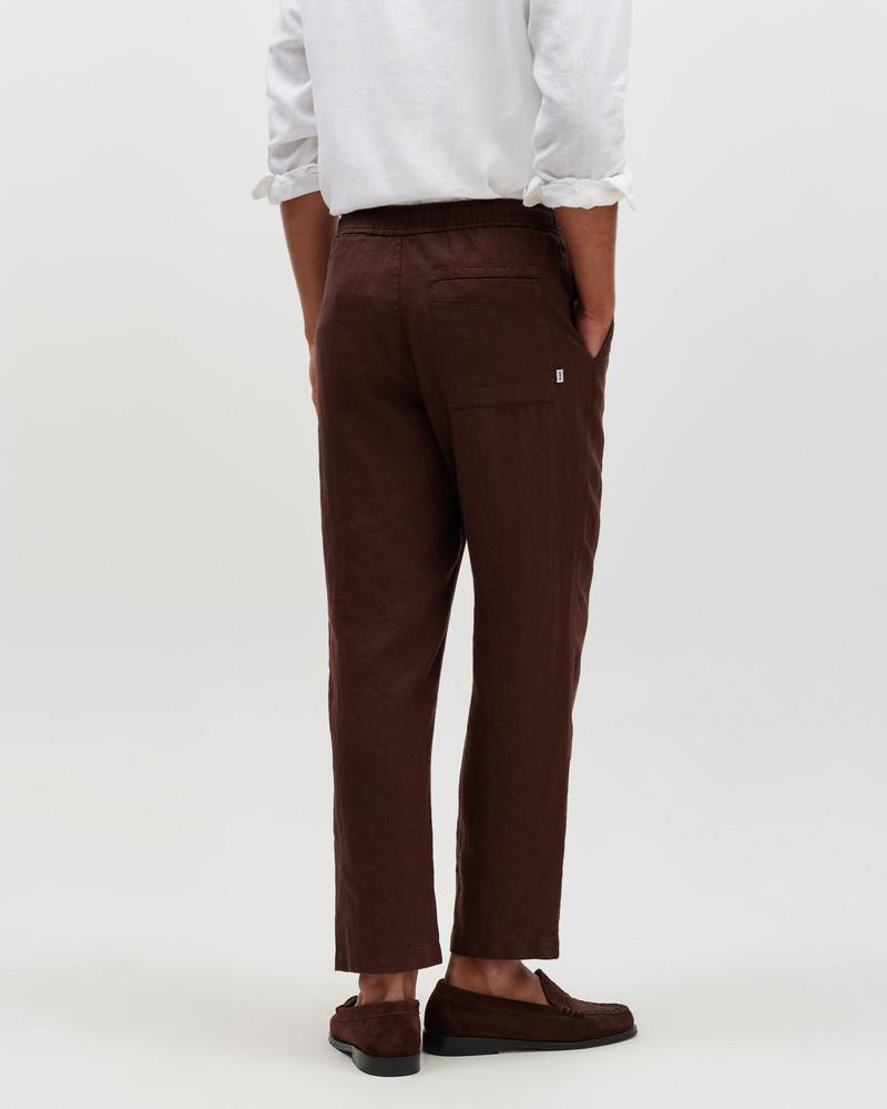 Kurt - Brown Washed Linen Relaxed Fit Trousers 6