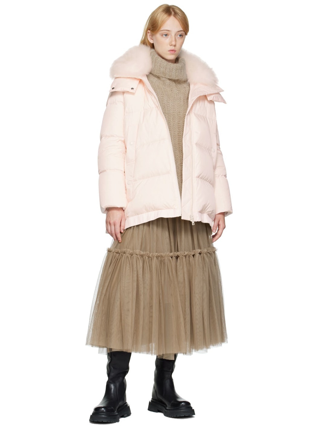 Pink Quilted Down Coat - 4