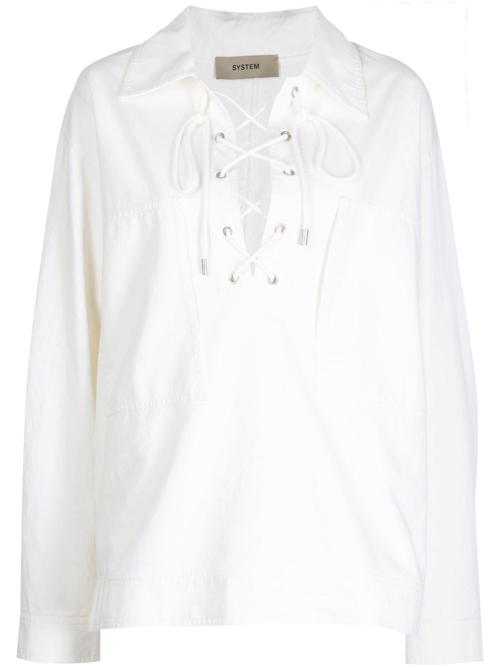 lace-up detail blouse - 1
