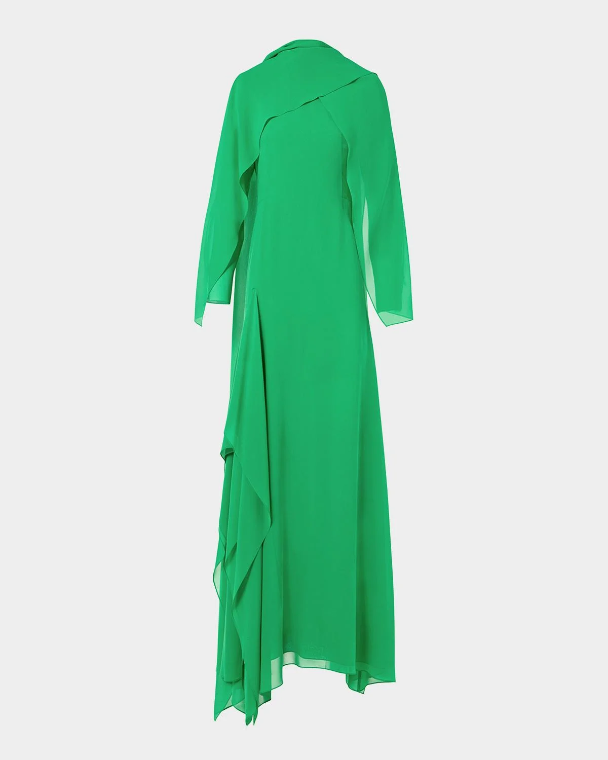 Long Asymmetric Capelet Dress - 1