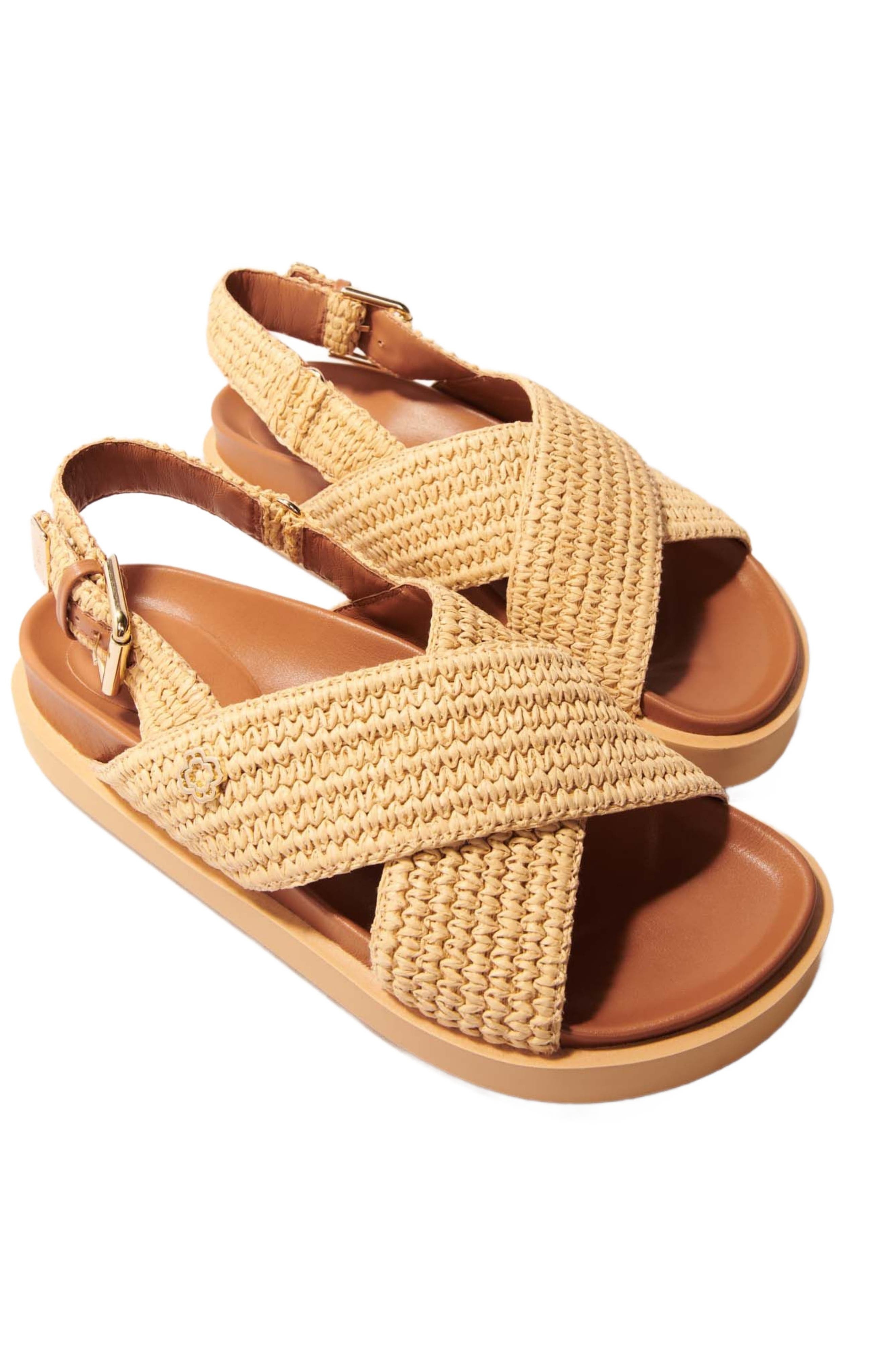 maje Raffia-effect flat sandals in Beige at Nordstrom - 2