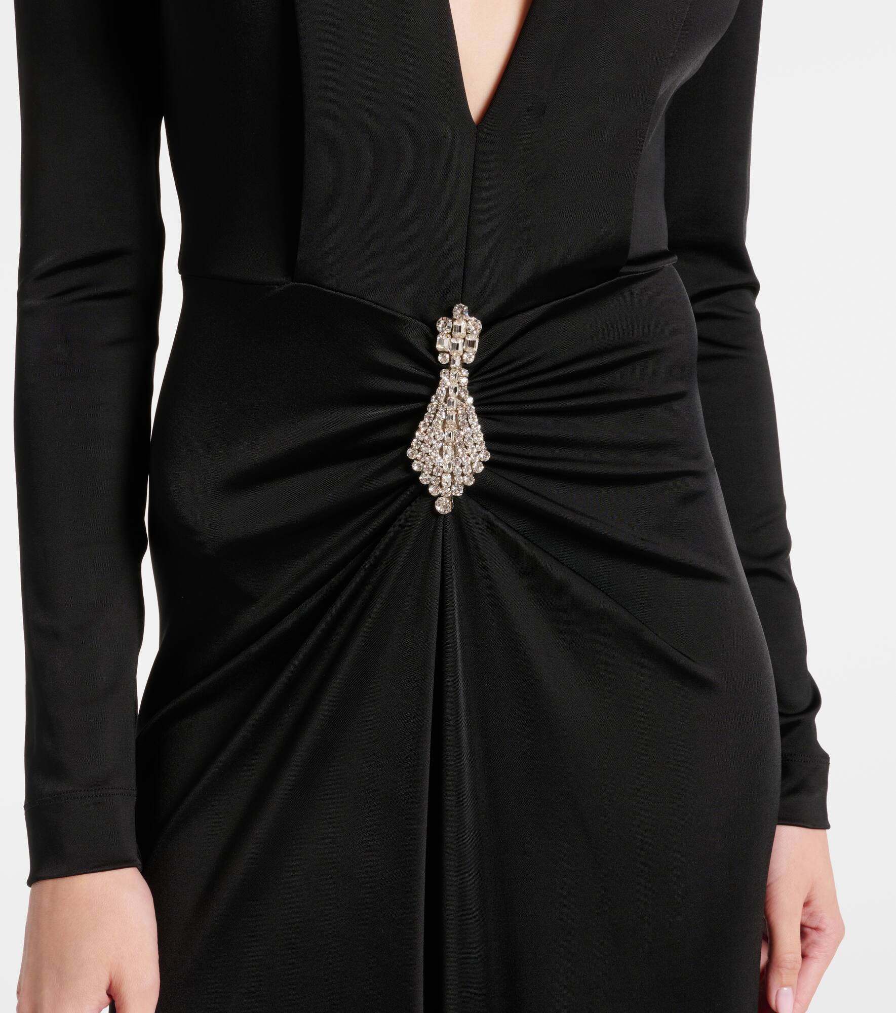 Embellished gathered crêpe gown - 5