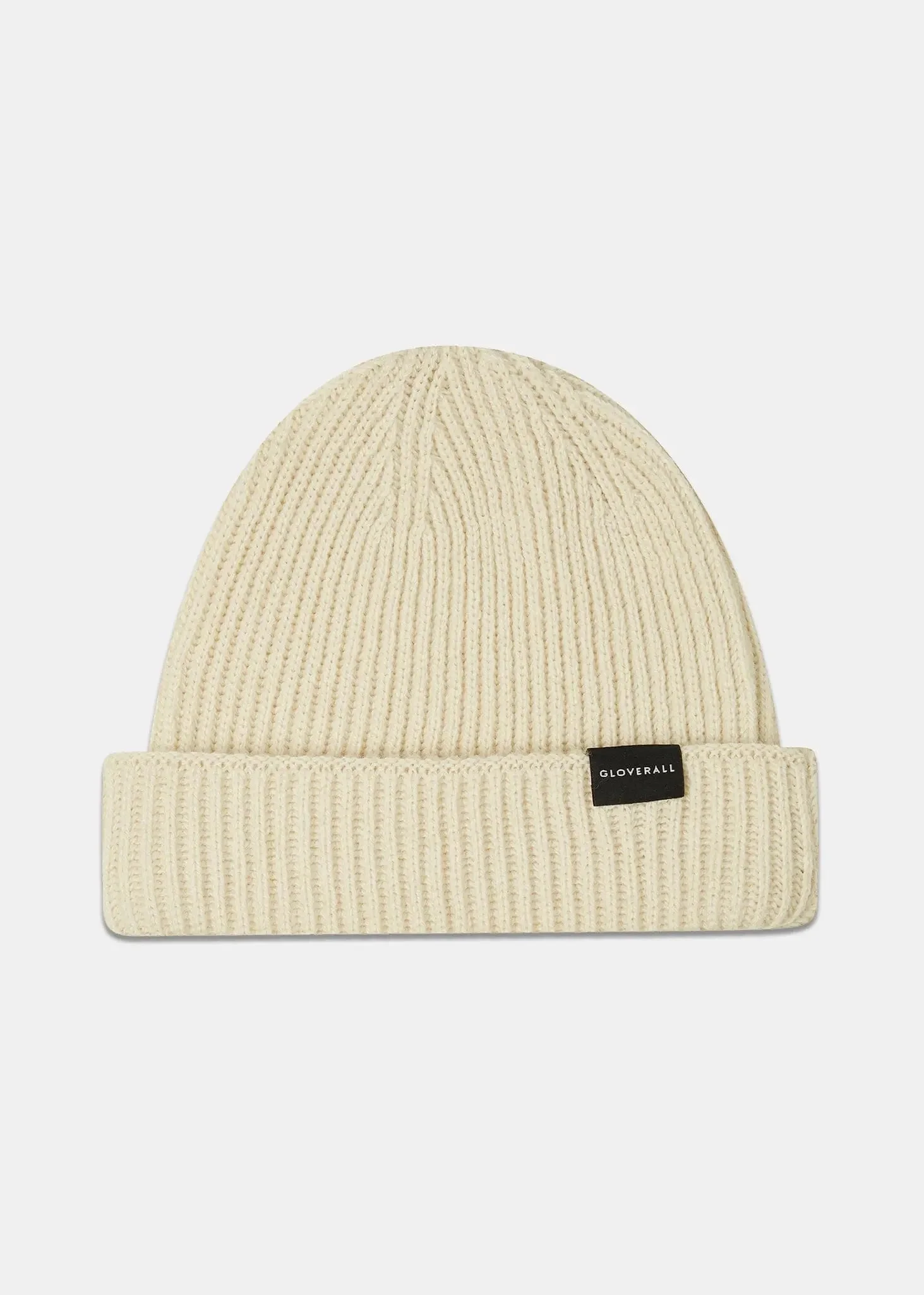 Unisex Ribbed Merino Beanie Hat Ecru - 1