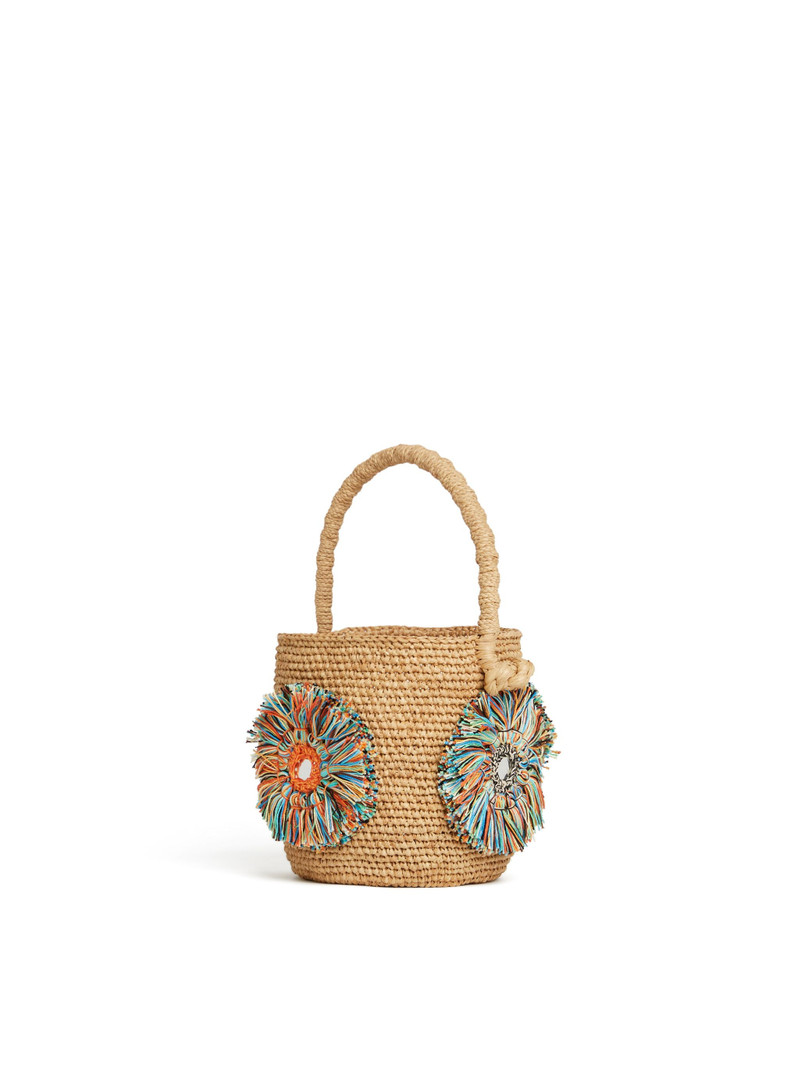 Raffia Mirror Mini Bucket Bag 4