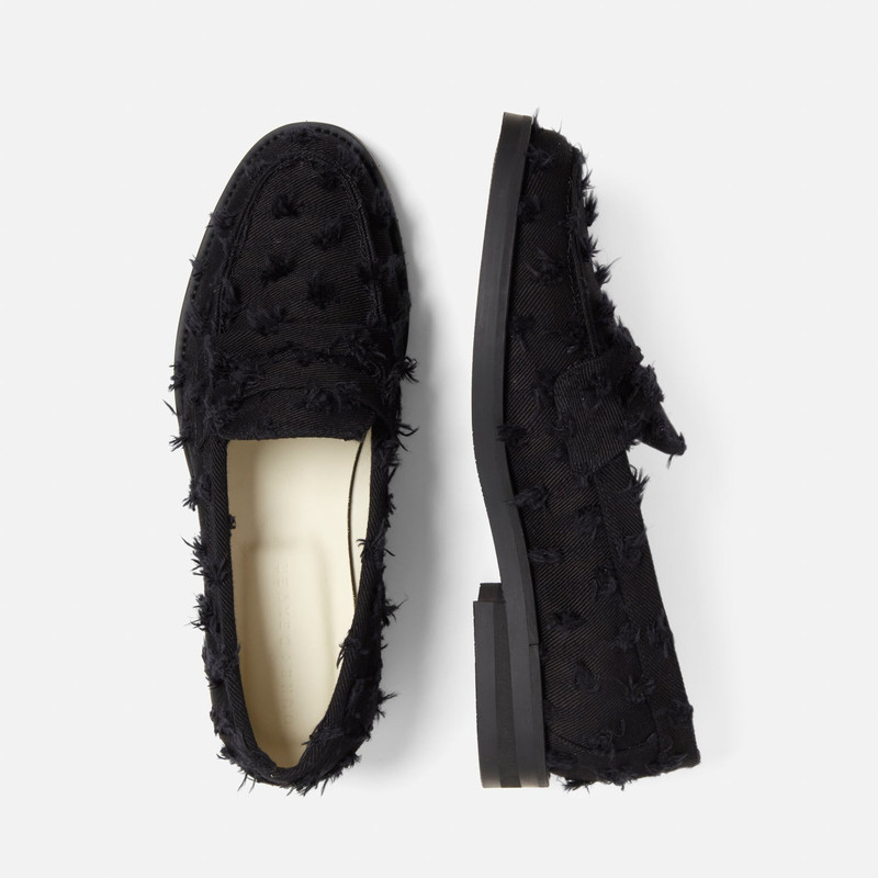 Wilde Black Punched Denim Penny Loafer - Women's 4