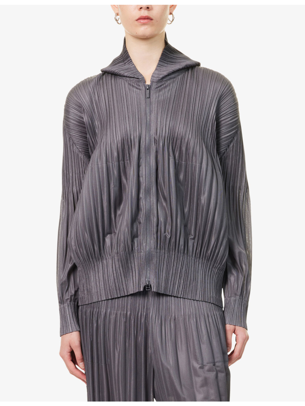 Basic Pleated Knit Hoody - 3
