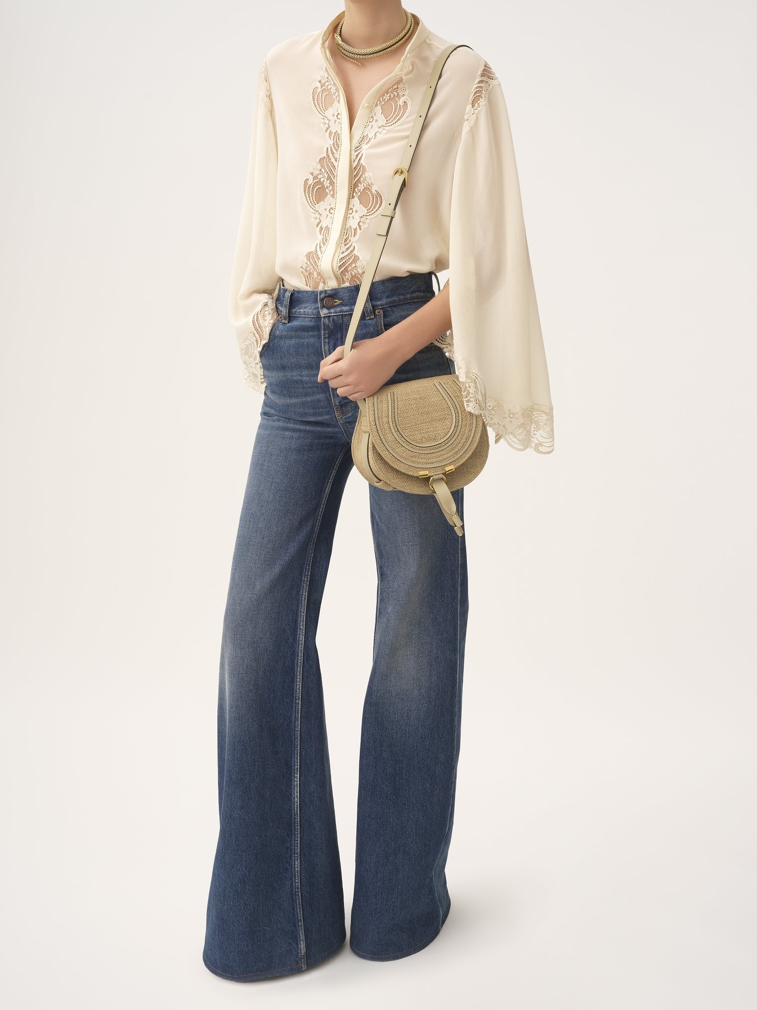 SMALL MARCIE SADDLE BAG IN RAFFIA-EFFECT FIBERS - 7