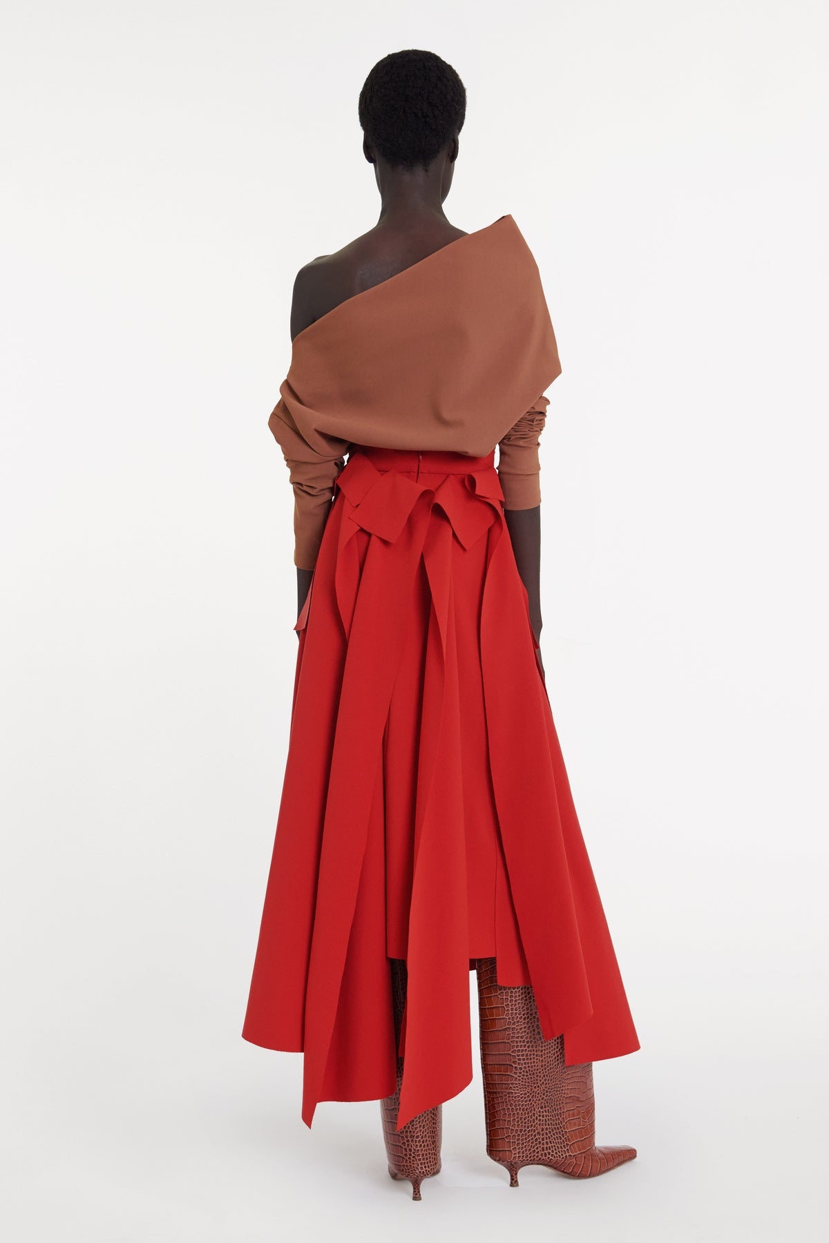 MULTIPLE ASYMMETRIC PANELS SKIRT RED - 3