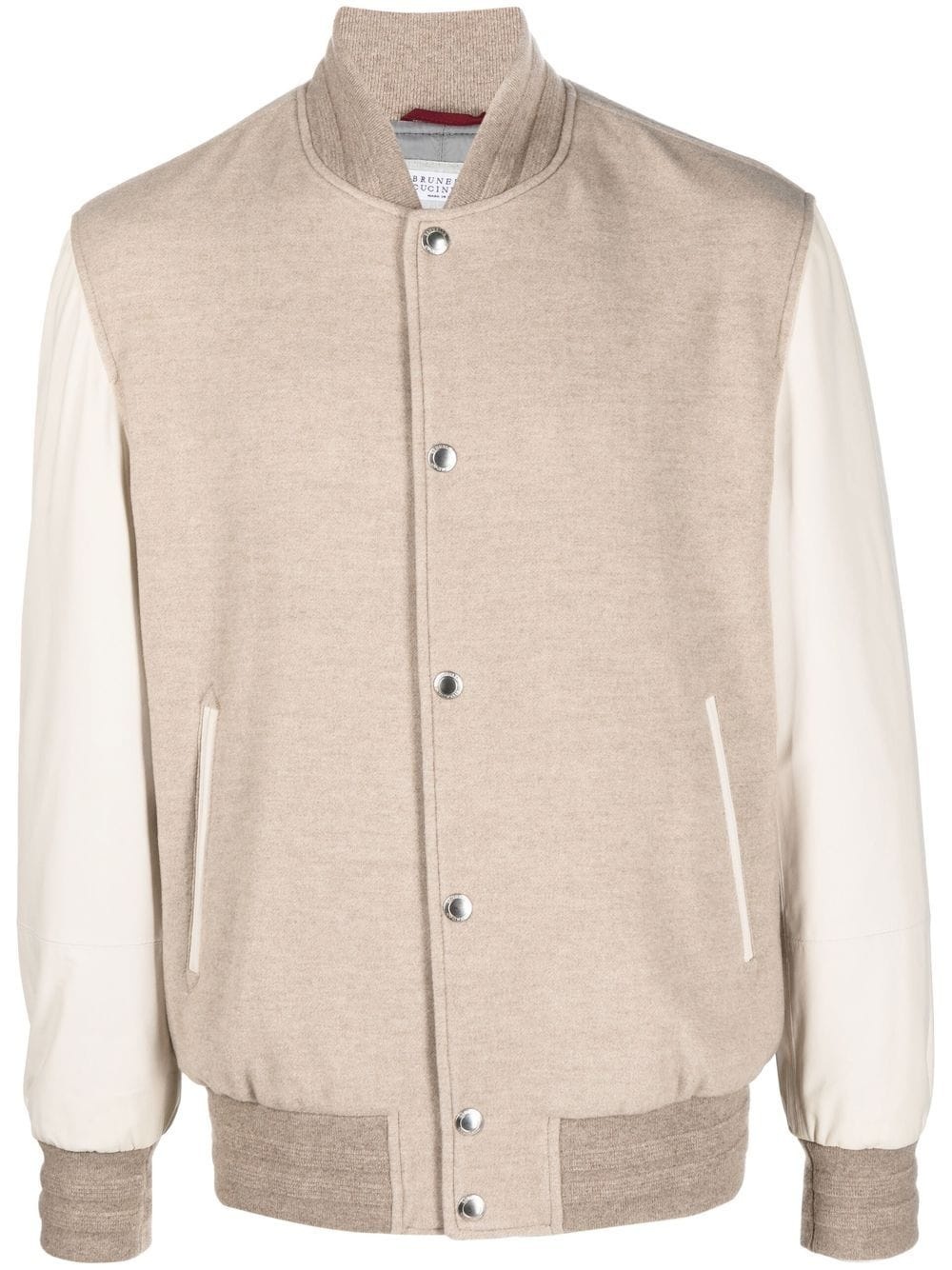 colour-block cashmere bomber jacket - 1