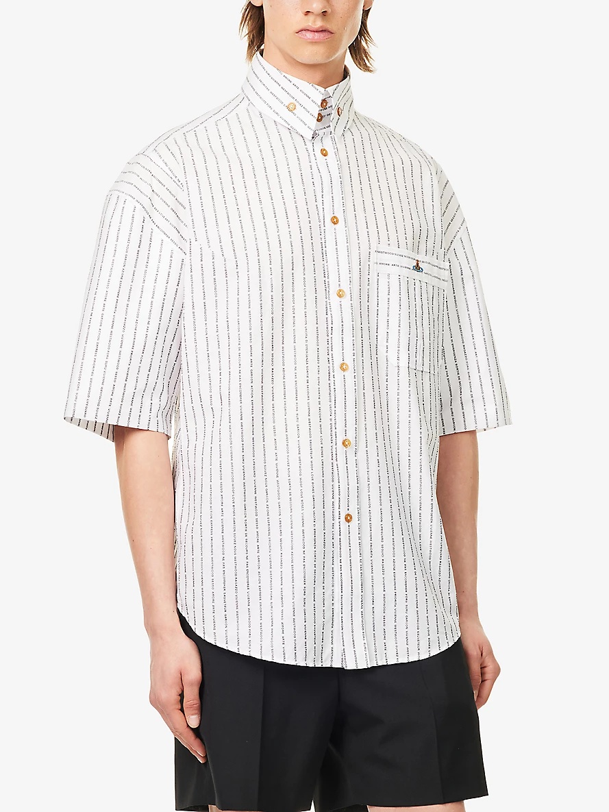 Krall logo-embroidered striped cotton shirt - 3