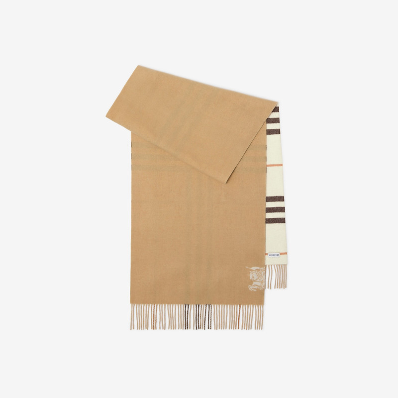 Wide Reversible Check Cashmere Scarf 1