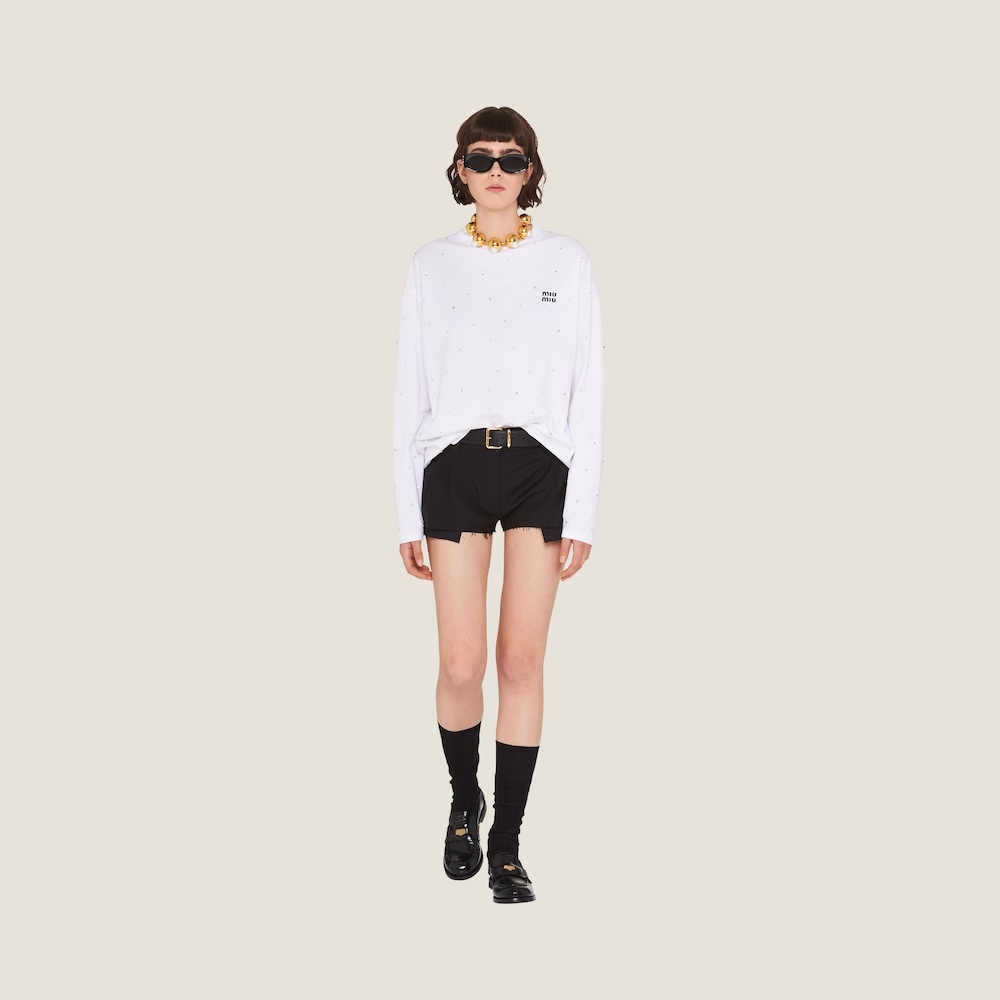 Long-sleeved embroidered cotton T-shirt - 2