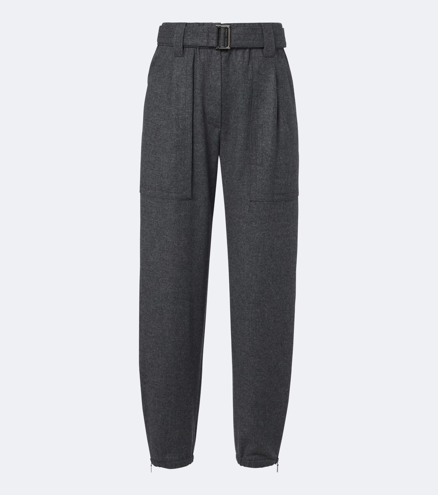 Belted wool and cashmere tapered pants - 1