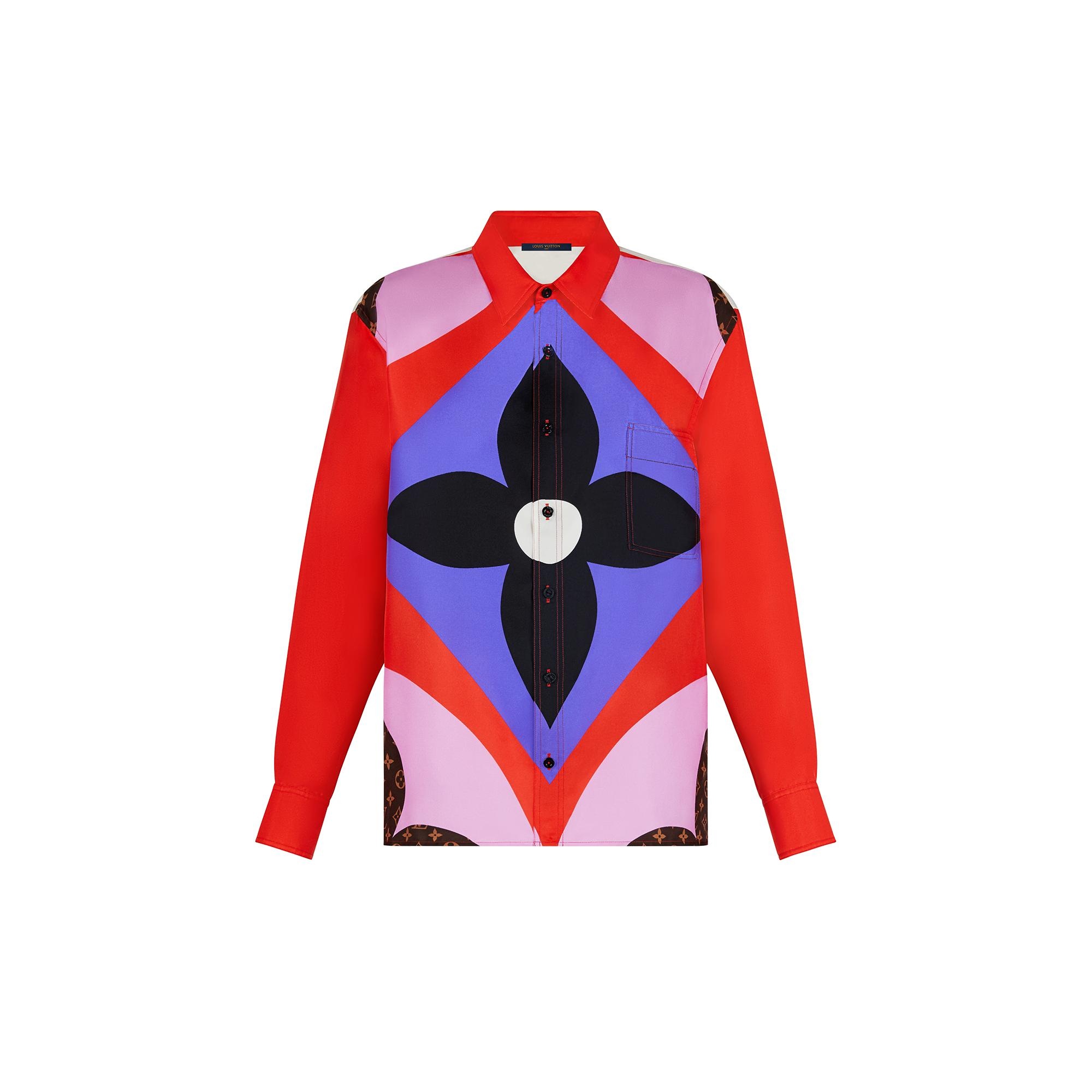 Game On Sharp Monogram Flower Silk Shirt  - 1