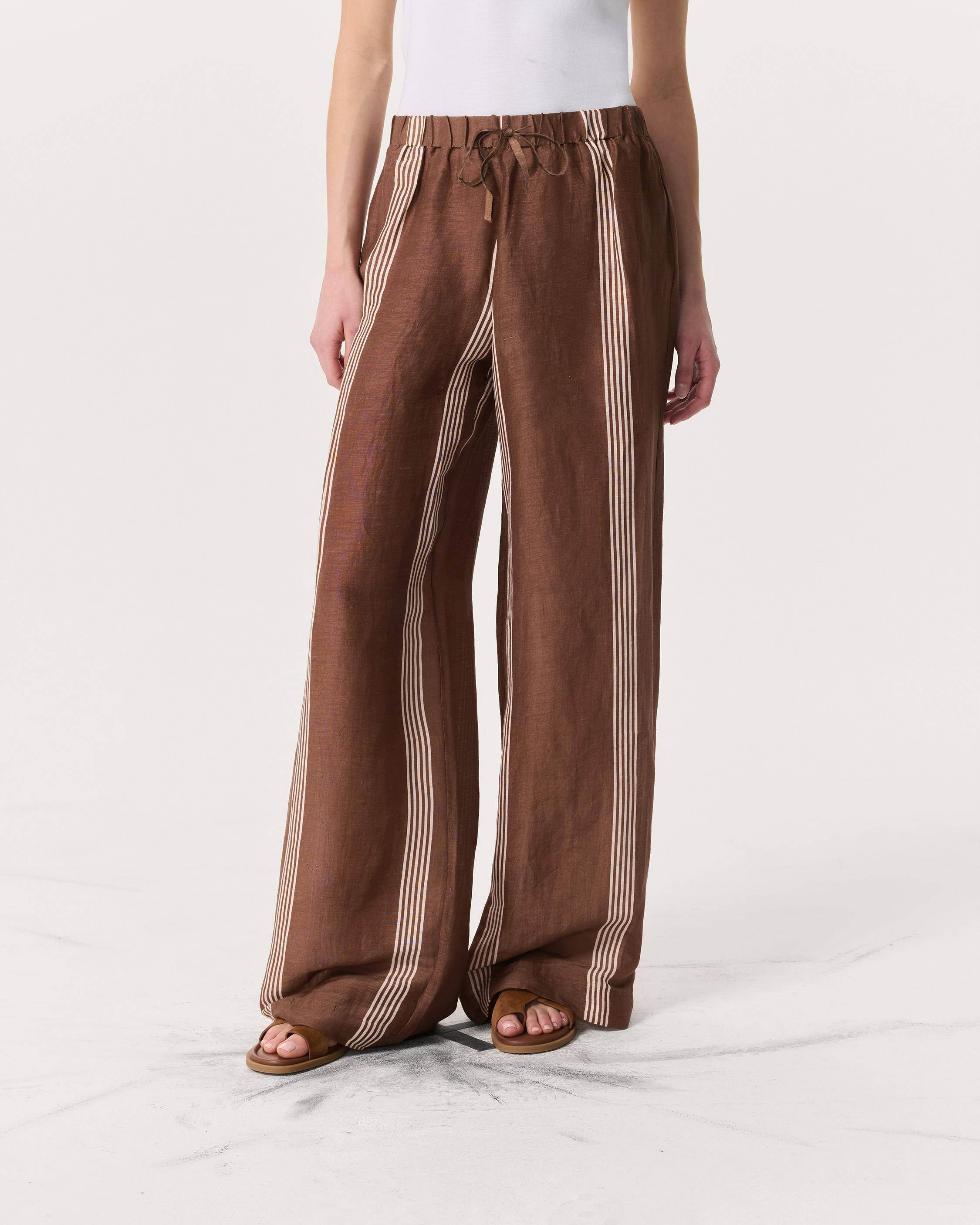 Olivia Striped Linen-Silk Pants - 3