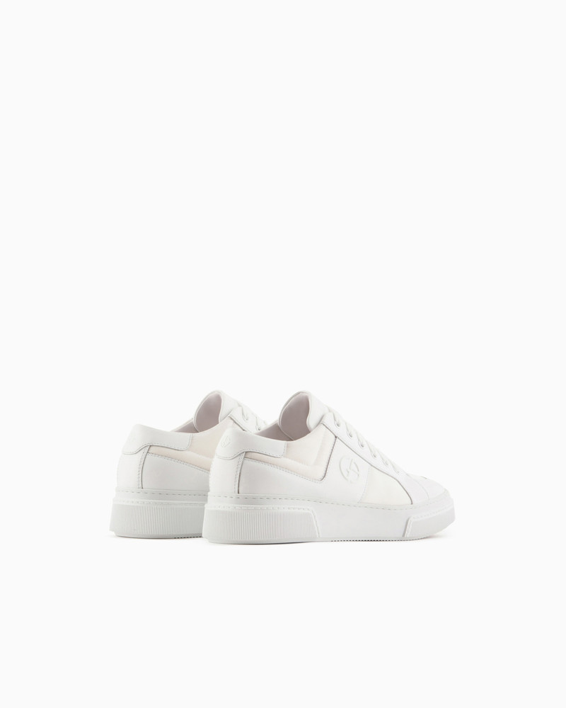 GIORGIO ARMANI Leather and fabric sneakers outlook