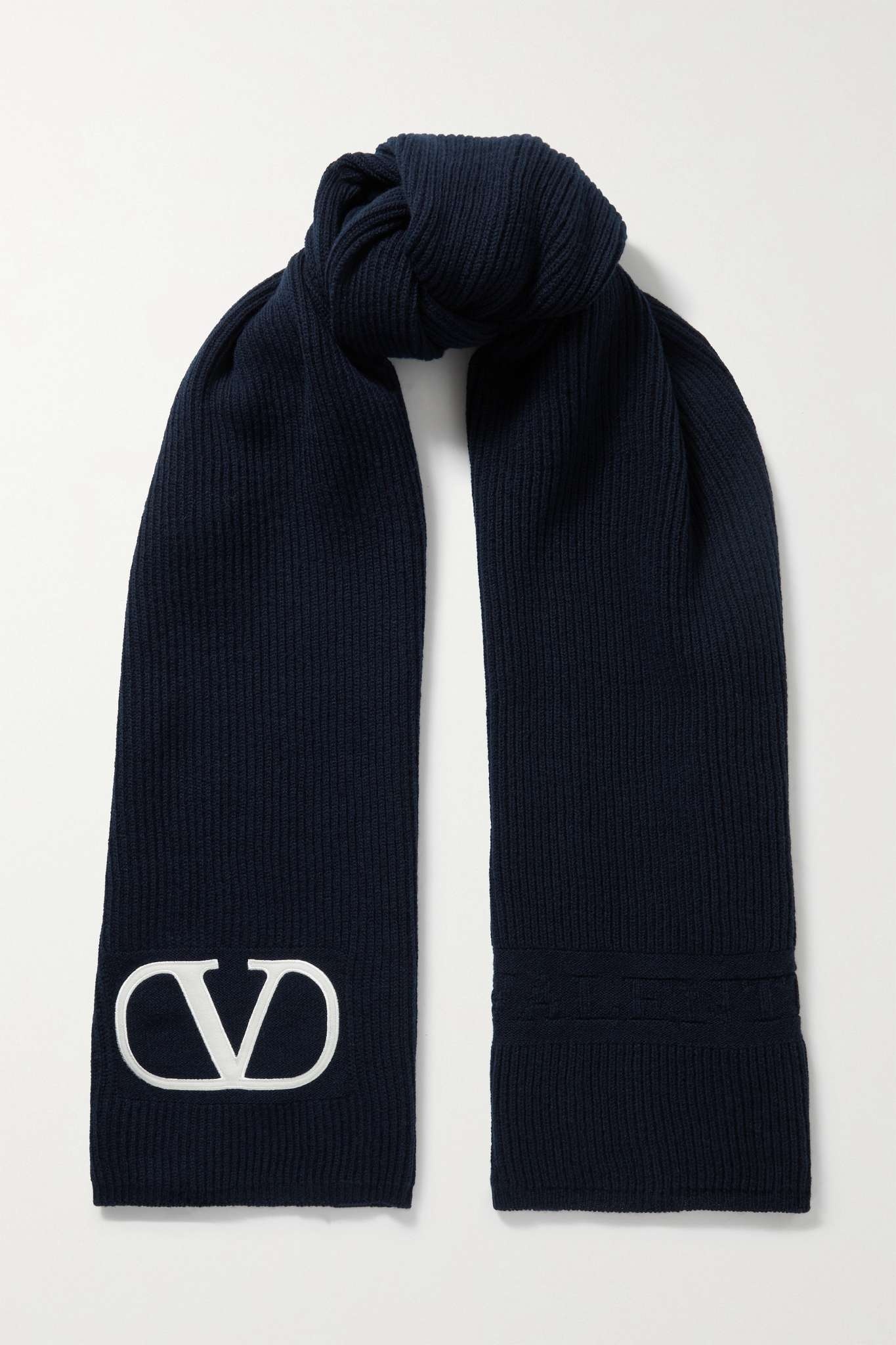 マフラー・ストール VALENTINO FW22 Midnight blue wool scarf (1W2ET00NLZC 598) Valentino Midnight Blue Wool Scarf | italist | REVERSIBLE
