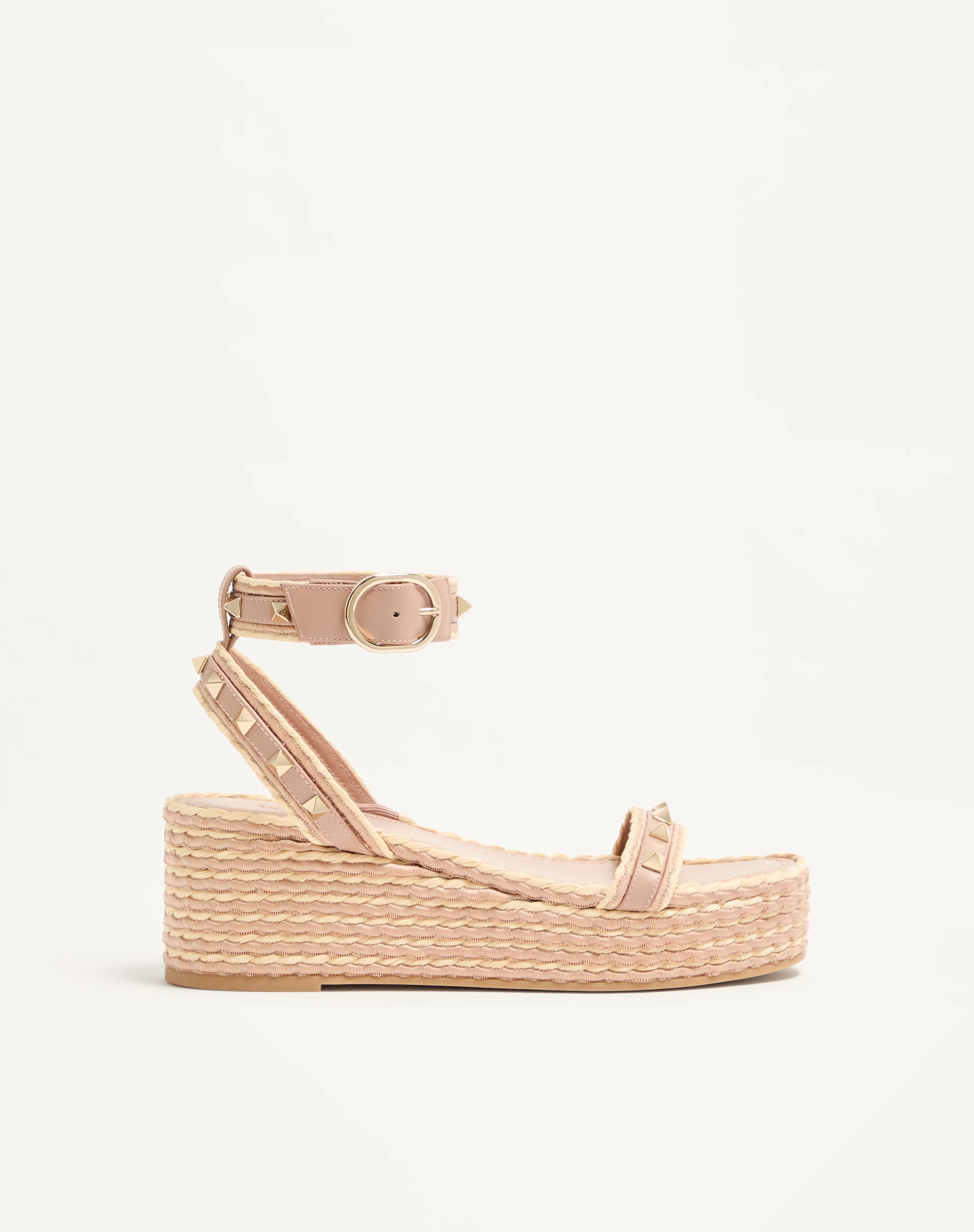 ROCKSTUD FLATFORM SANDAL IN CALFSKIN 45MM - 1