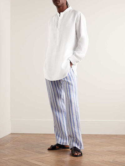 Loro Piana Jeri Grandad-Collar Linen Half-Placket Shirt outlook