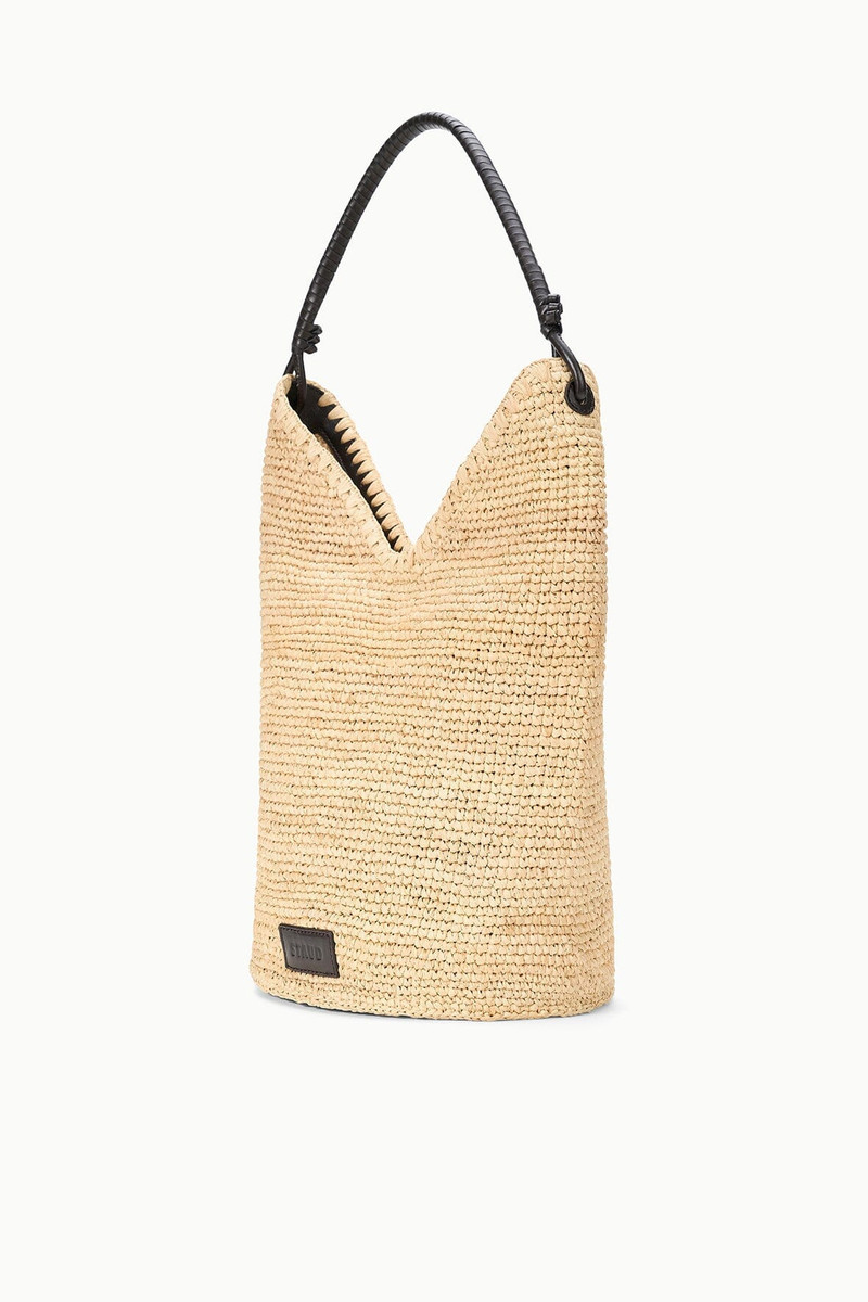 STAUD LANI LARGE RAFFIA BUCKET BAG NATURAL 3