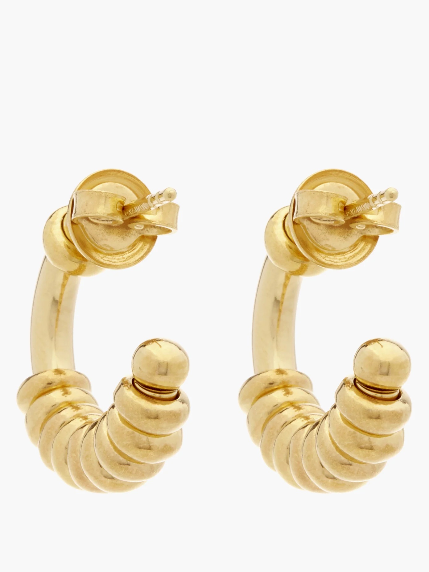 Beaded 18kt gold-plated silver hoop earrings - 3