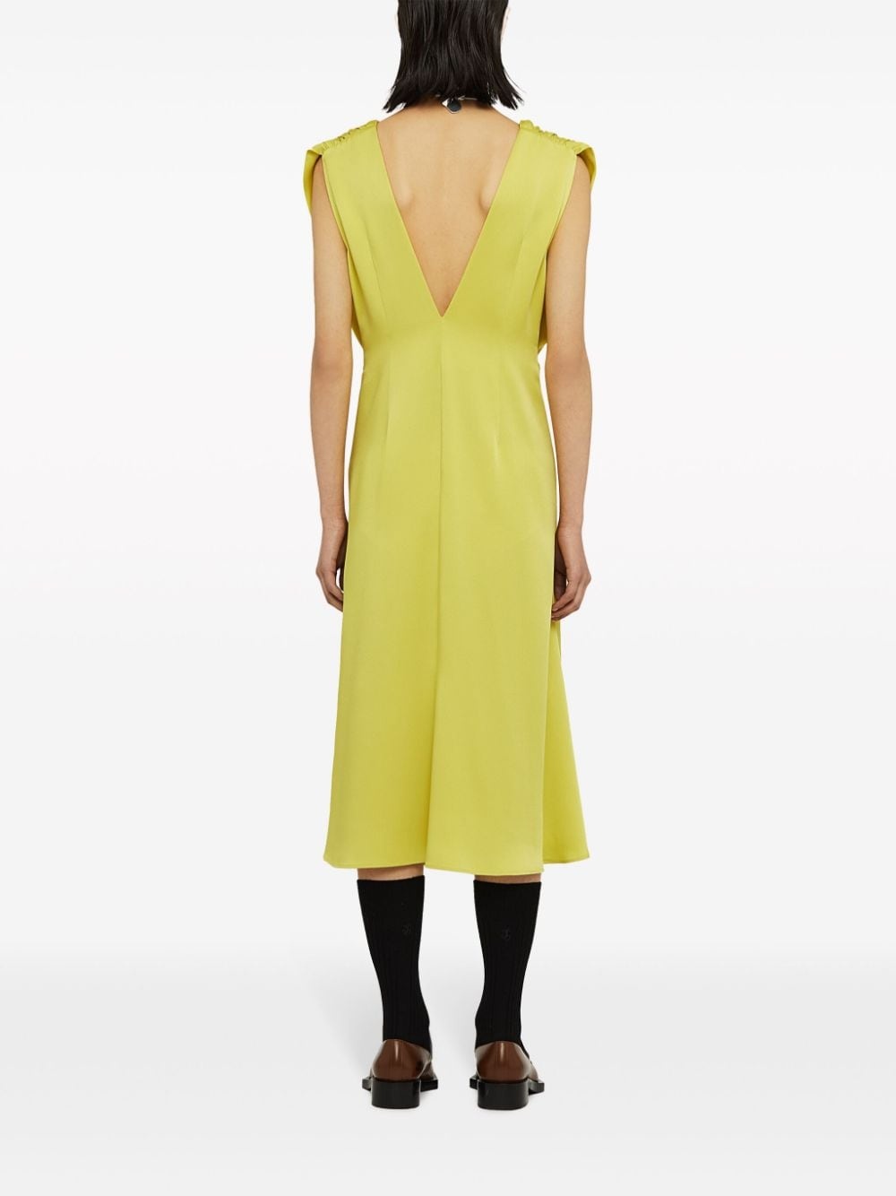 gathered sleeveless midi dress - 4