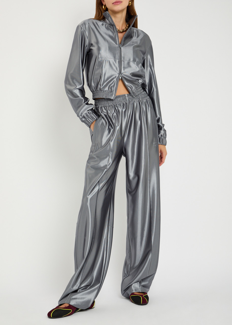 Alexanderwang.t Relaxed Logo-embroidered Satin Track Pants - 4