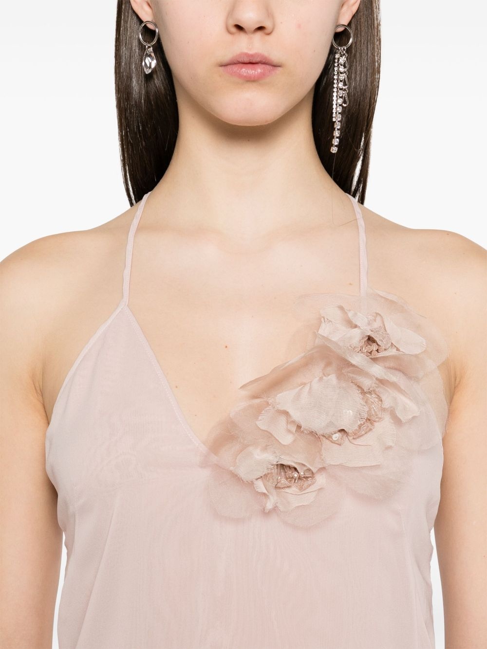 floral-appliqué dress - 5