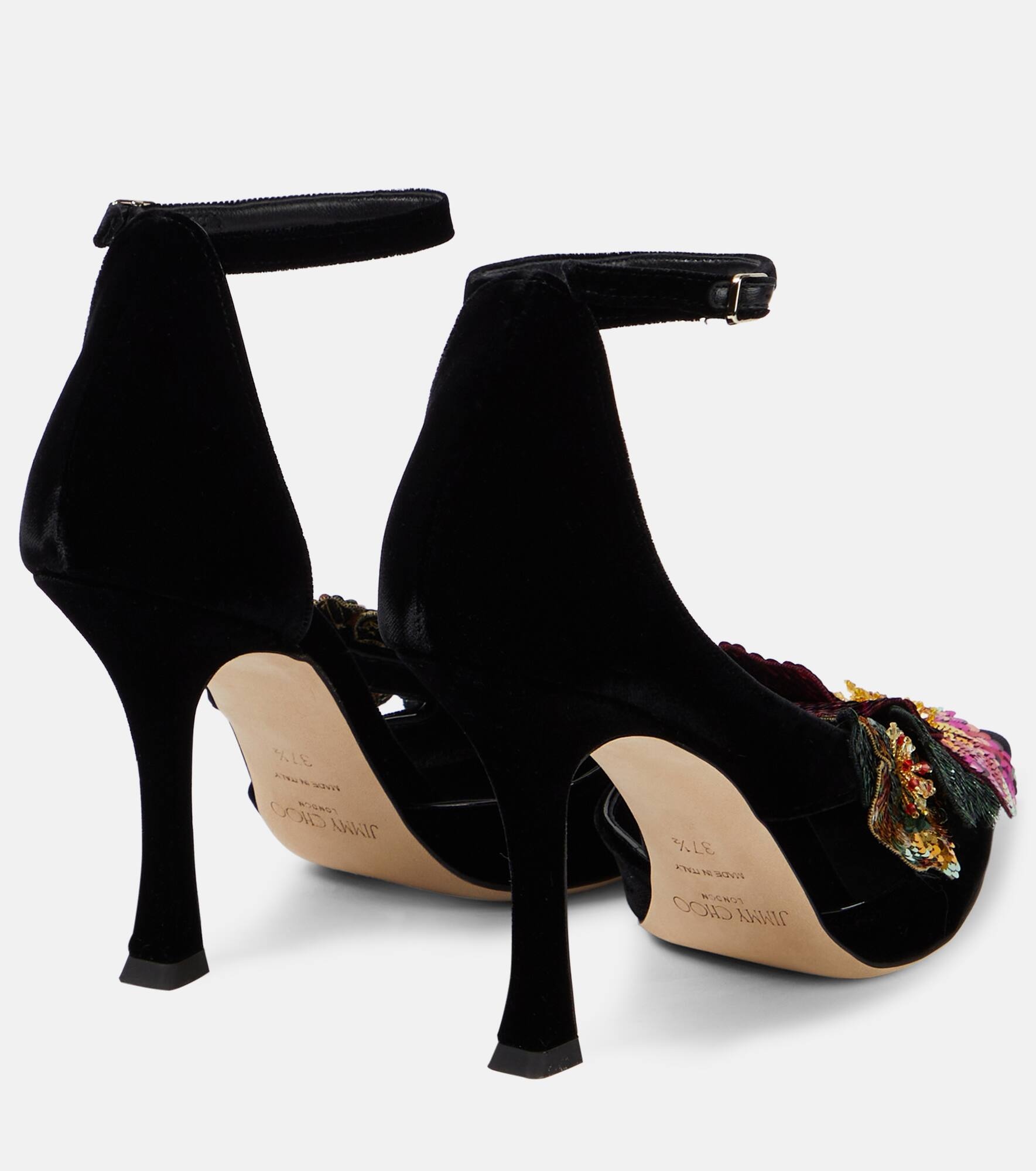 Azara 100 floral-appliqué velvet pumps - 3