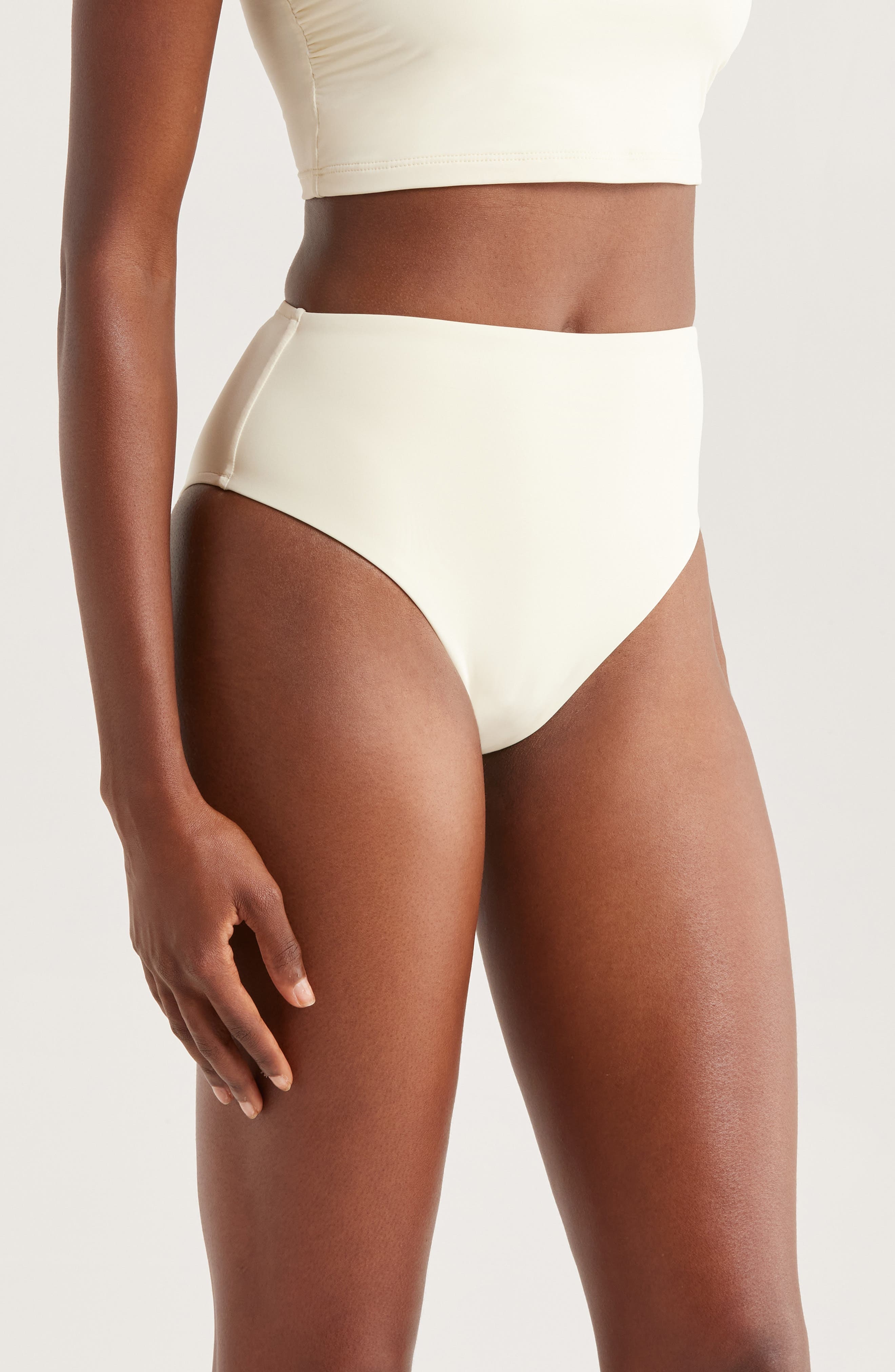 BONDI BORN Poppy High Waist Bikini Bottoms in Porcelain at Nordstrom - 3