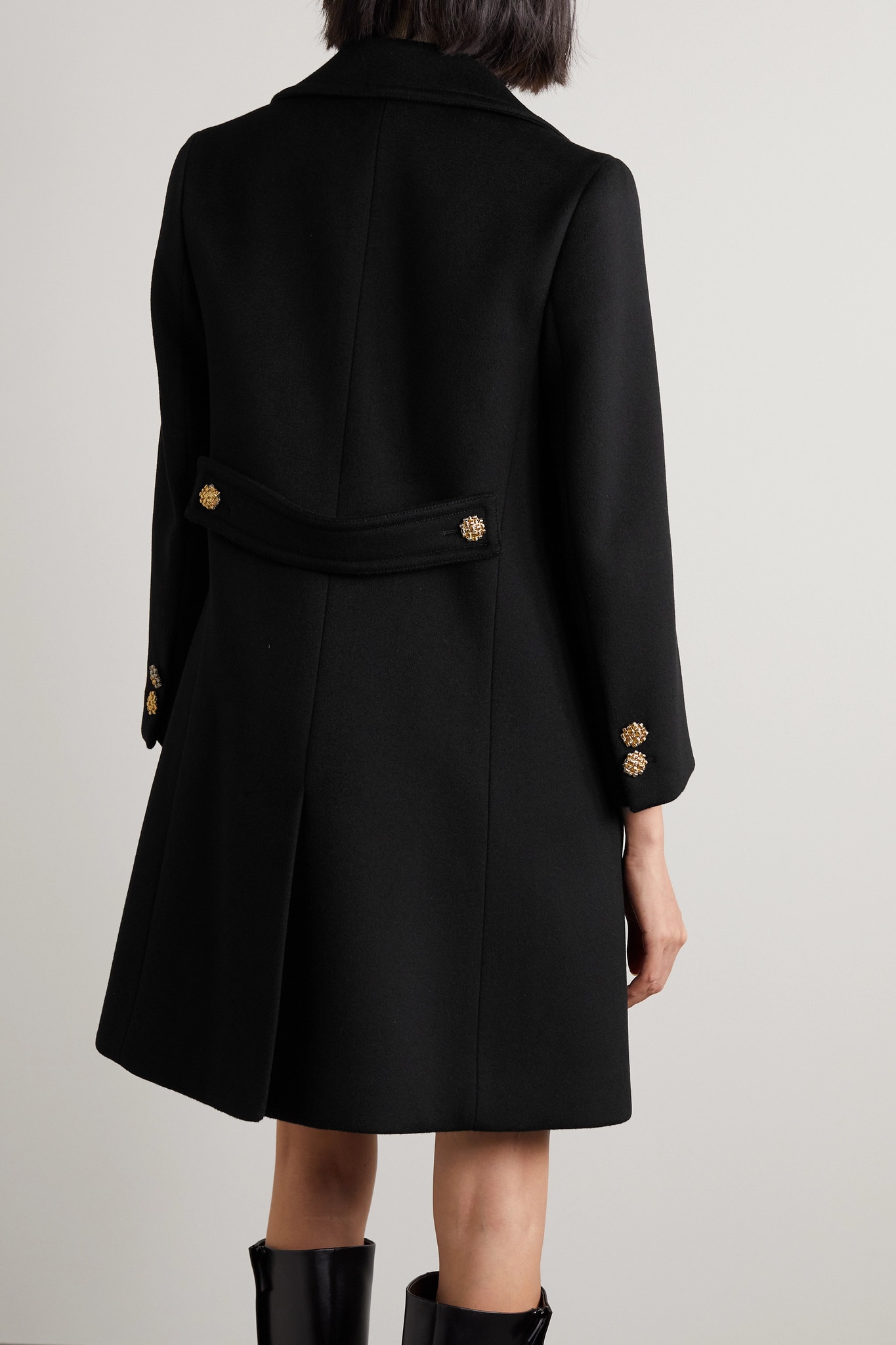 Embroidered wool coat - 4