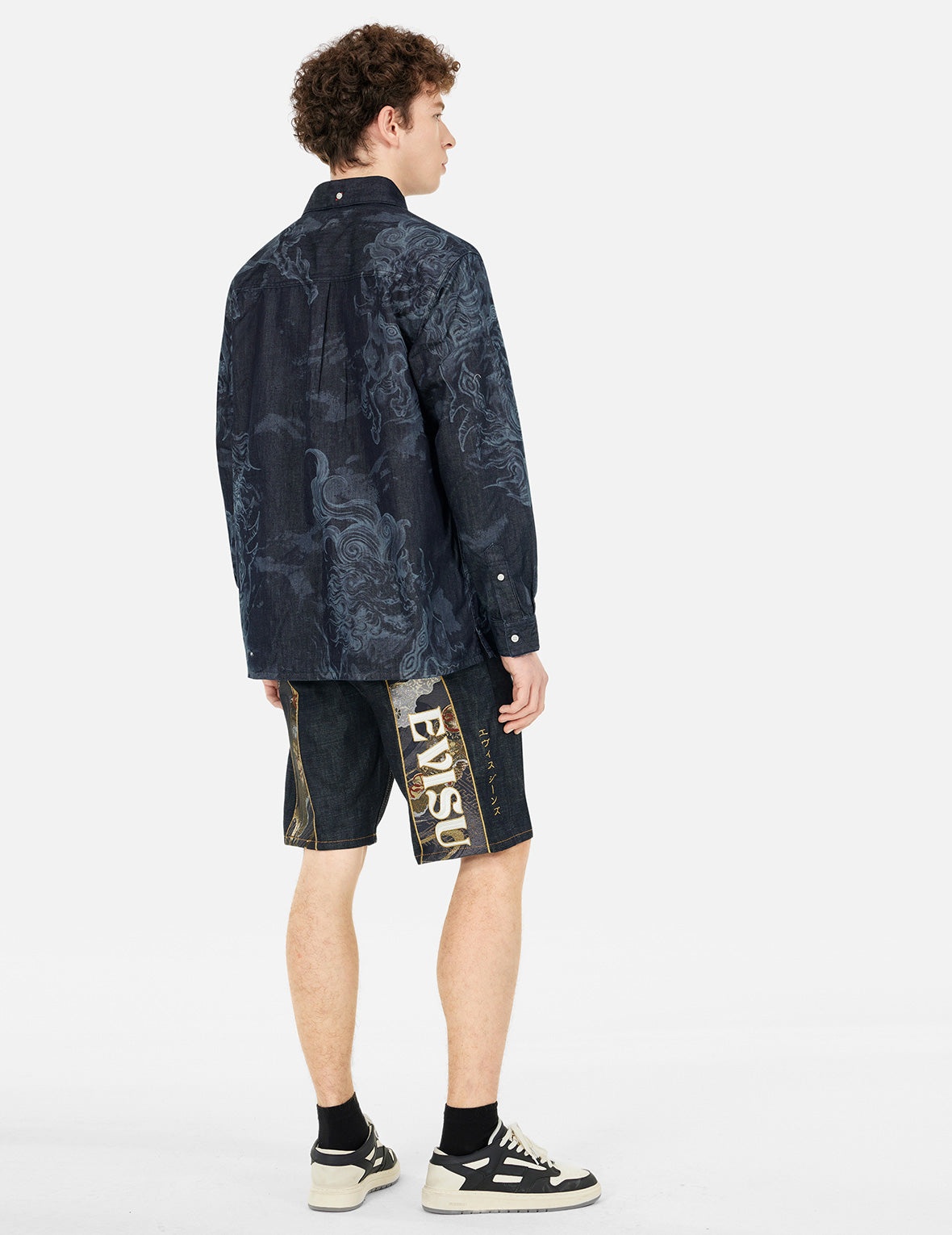 Hakutaku Laser Printed Relax Fit Denim shirt - 4