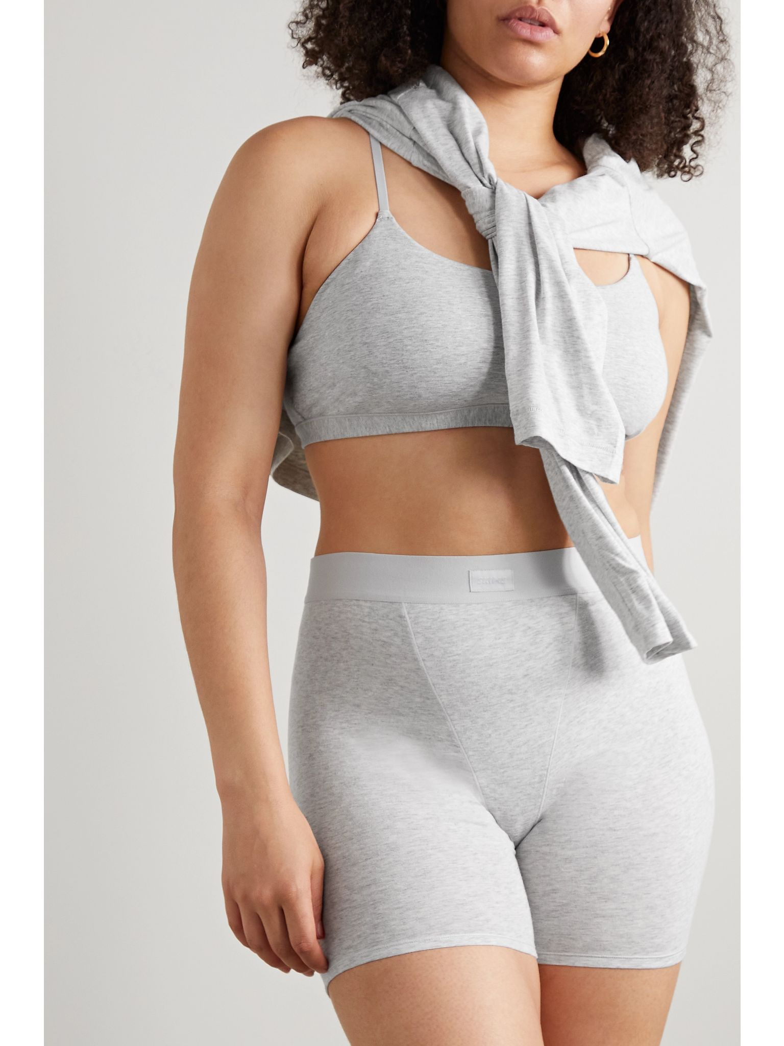 Boyfriend stretch-modal and cotton-blend jersey boxer shorts - Light Heather Grey Gray - 5