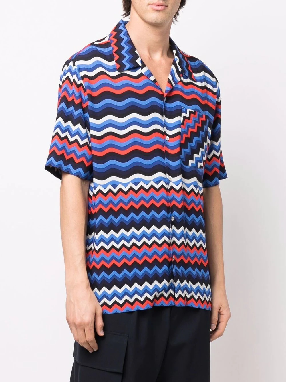 wave-print short-sleeve shirt - 3