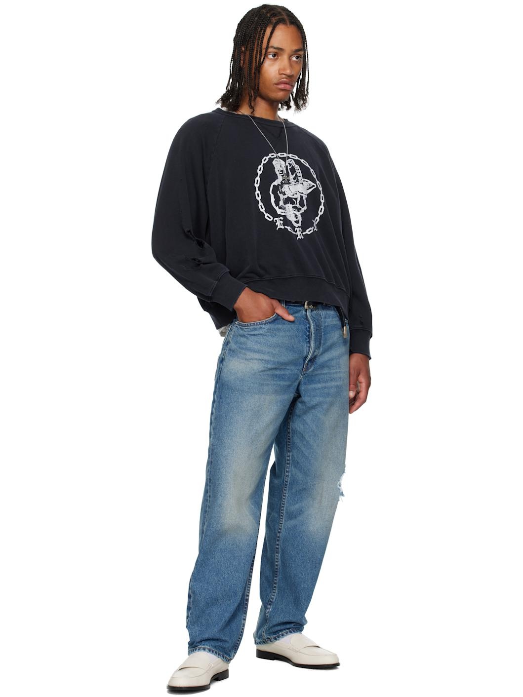 Navy Enfants En Chaine Raglan Crewneck Sweatshirt - 4