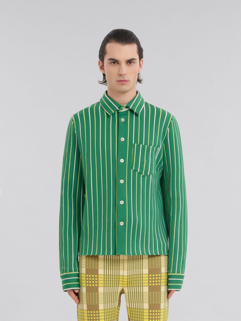 GREEN STRIPED TECHNO KNIT SHIRT - 2