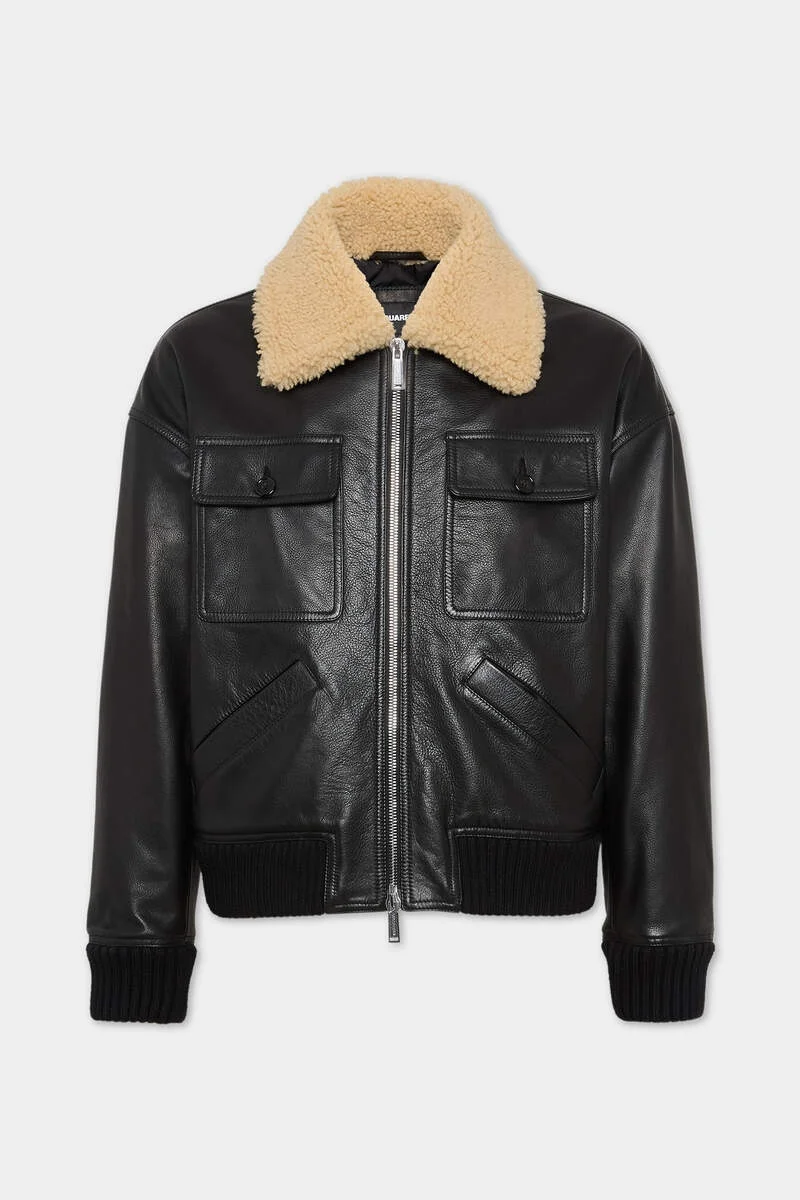 LEATHER AVIATOR BOMBERÂ - 1