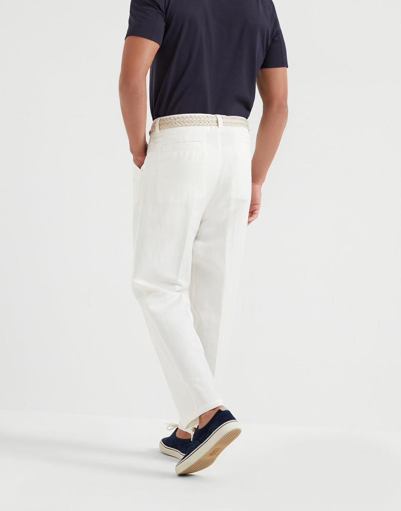 Brunello Cucinelli Cotton and linen gabardine leisure fit trousers outlook